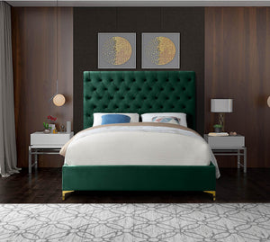 Robin King Bed In Green Velvet
