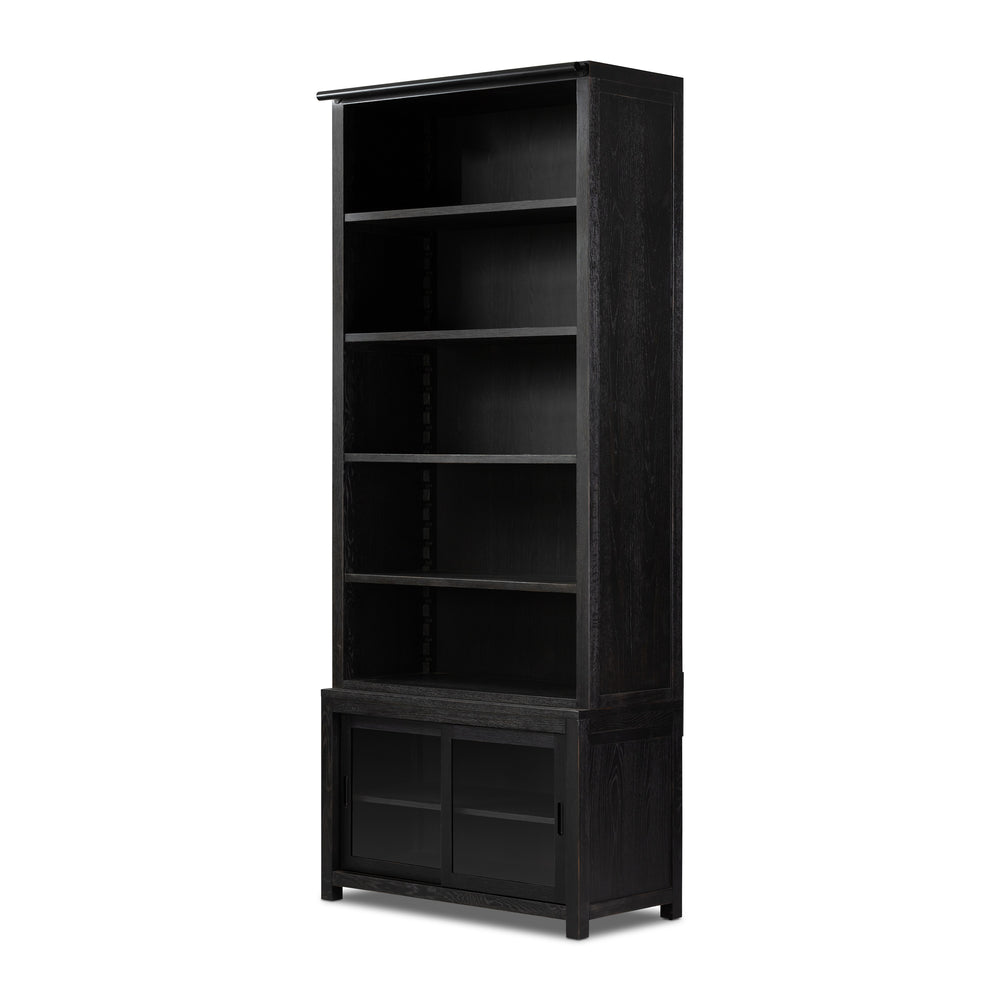 Admont Bookcase In Worn Black Veneer