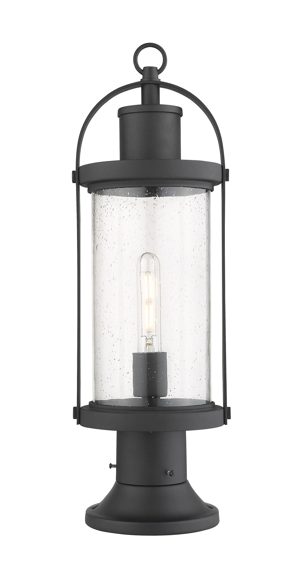 Roundhouse 1 Light Outdoor Pier Mounted Fixture in Black Finish
