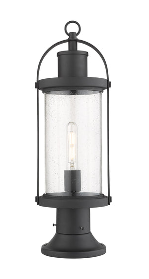 Roundhouse 1 Light Outdoor Pier Mounted Fixture in Black Finish