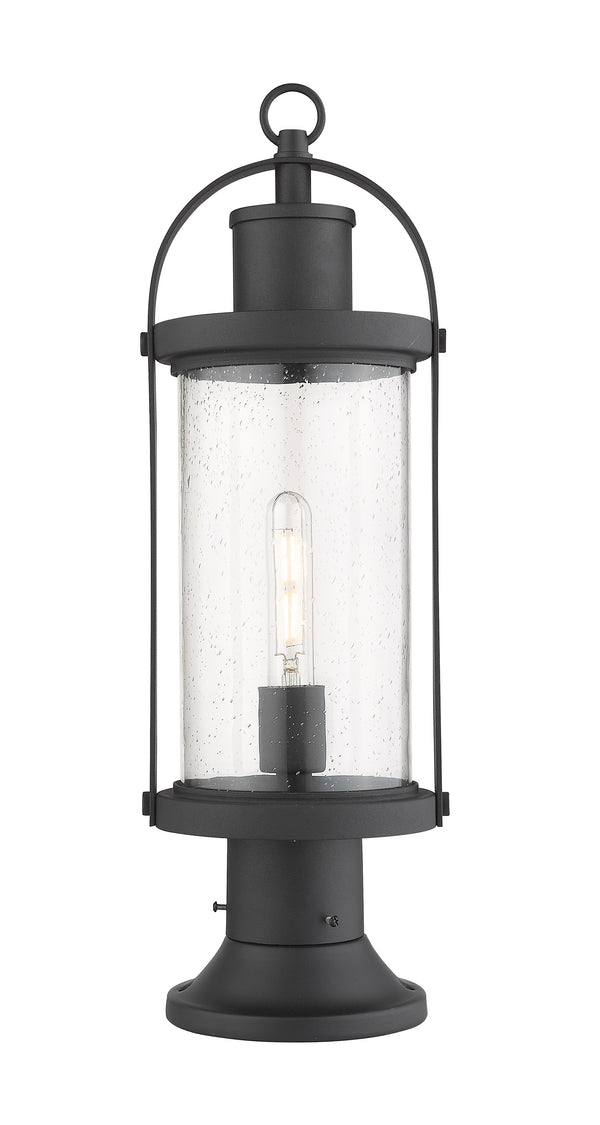 Roundhouse 1 Light Outdoor Pier Mounted Fixture in Black Finish