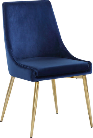 Lynette Dining Chair In Navy Velvet and Gold
