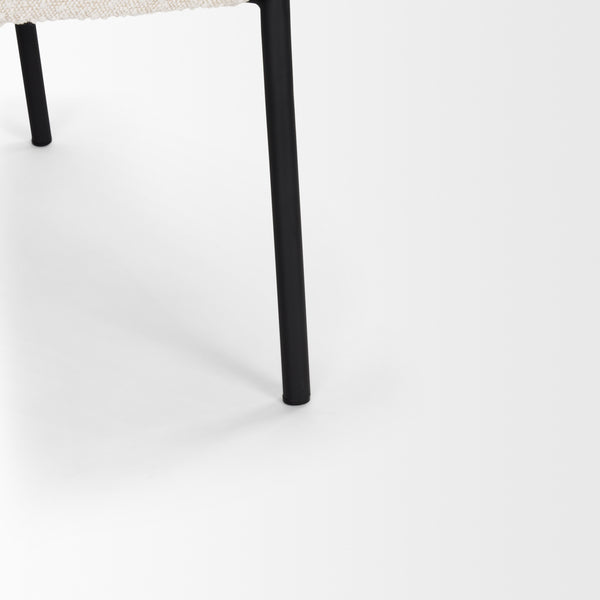 Brently Accent Chair w/ Cream Boucle Fabric & Matte Black Metal Legs