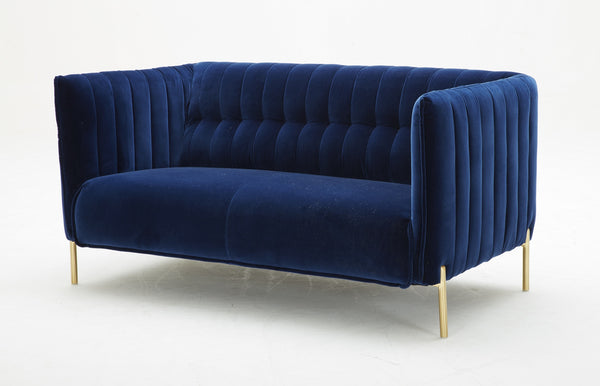 Lamar Love Seat in Blue Fabric