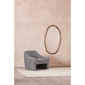 Foundry Oval Gold Mirror with Wood-Like Frame