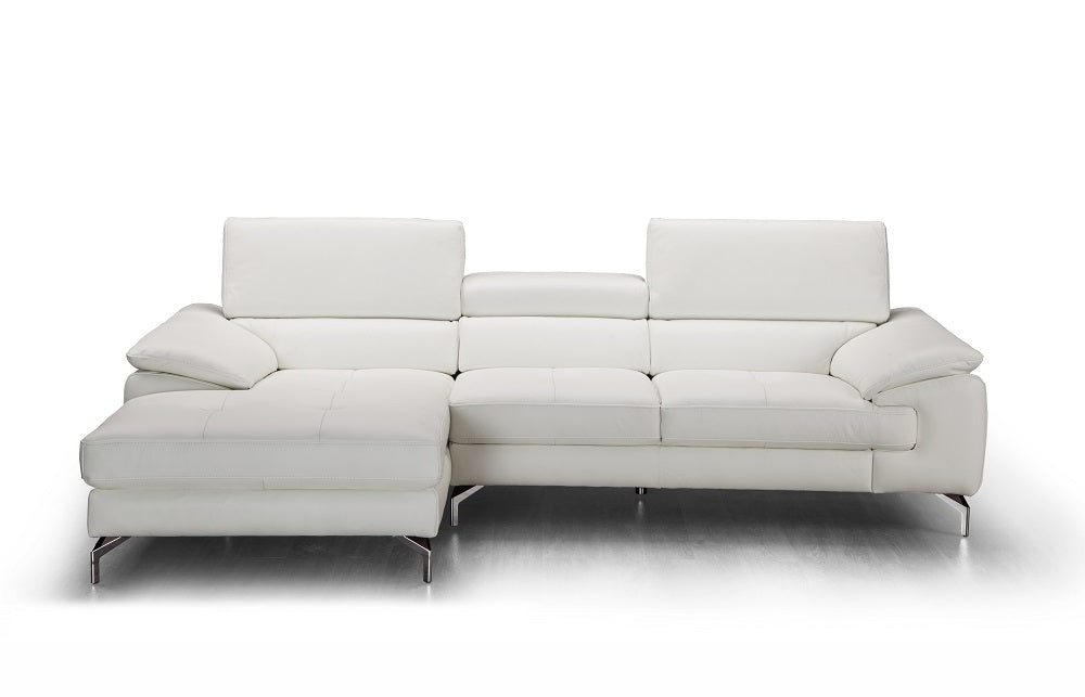 Joni Premium Leather Sectional In Left Facing Chaise