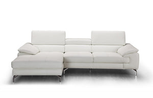 Joni Premium Leather Sectional In Left Facing Chaise