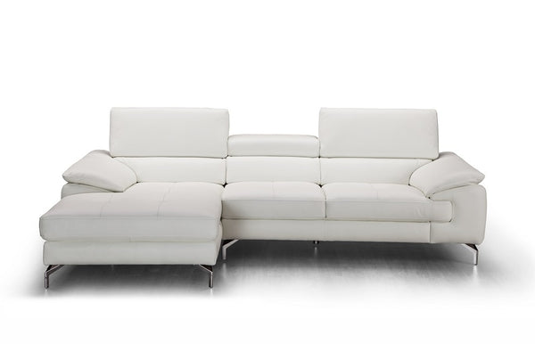 Joni Premium Leather Sectional In Left Facing Chaise
