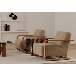 Moe's Eckersley Lounge Chair in Beige Faux Shearling