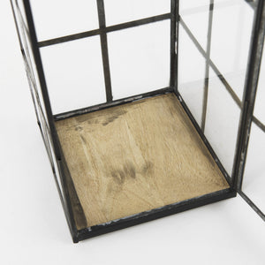 Gamfield 6.1L x 6.1W x 13.4H Medium Black Metal and Glass Lantern