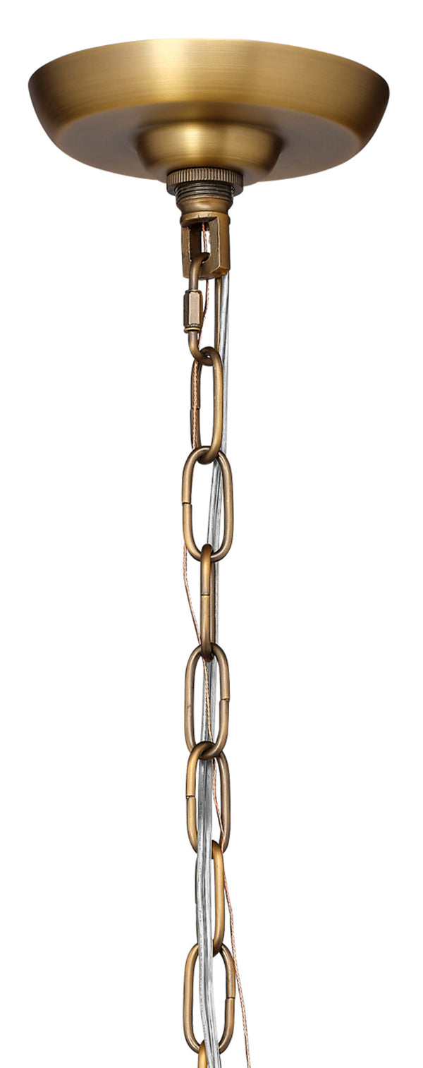 Glenn Large Round Metal 6-Light Chandelier, Antique Brass