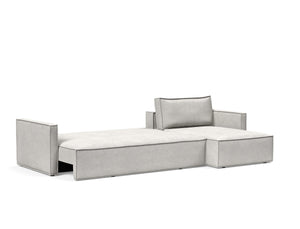 NEWILLA SOFA BED W/LOUNGER 57"X118", W/SLIM ARM RESTS