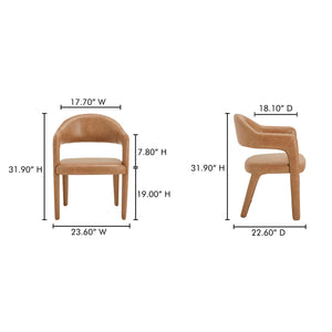 Martens Brown Leather Dining Chair with Armrests