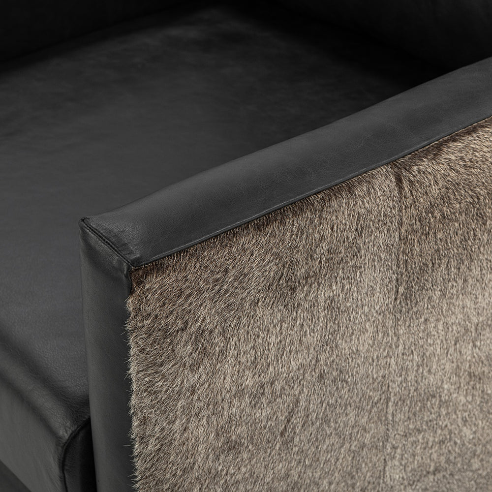 Lathe Hide Accent Chair with Gold Base - Rustic Shadow