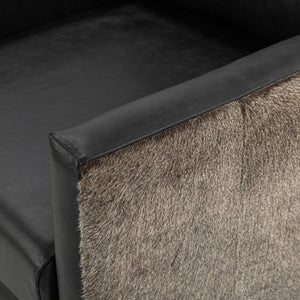 Lathe Hide Accent Chair with Gold Base - Rustic Shadow