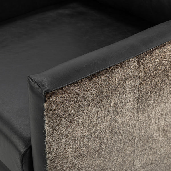 Lathe Hide Accent Chair with Gold Base - Rustic Shadow