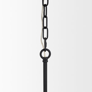 Edie Matte Black Metal w/ Frosted Glass Globes 6-Light Chandelier