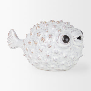 Spike II (Large) 10L x 6W Off-White Ceramic Puffer Fish