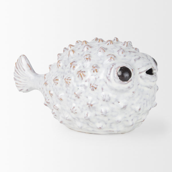 Spike II (Large) 10L x 6W Off-White Ceramic Puffer Fish