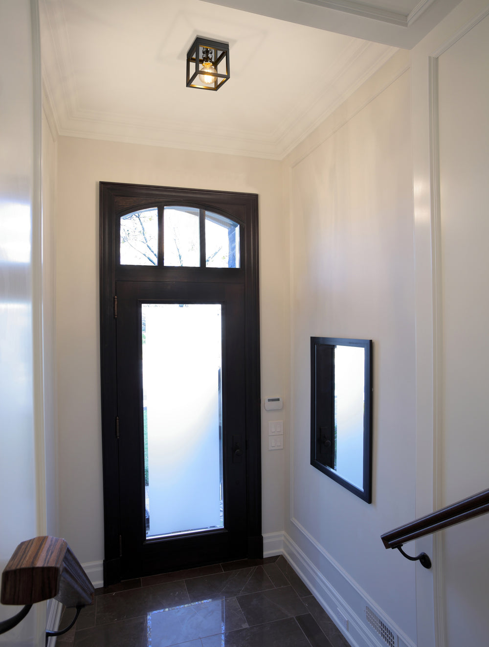 Kube 1 Light Flush Mount in Matte Black + Chrome Finish