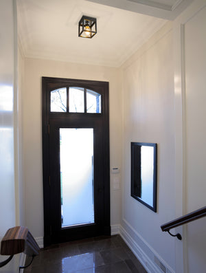 Kube 1 Light Flush Mount in Matte Black + Chrome Finish