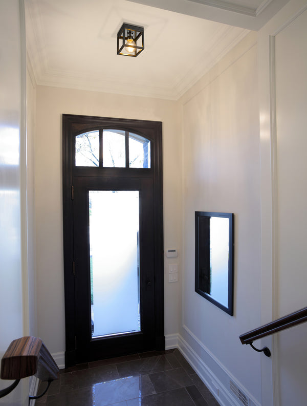 Kube 1 Light Flush Mount in Matte Black + Chrome Finish