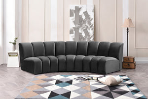 Lynda 3pc. Modular Sectional In Grey Velvet