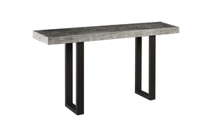 Wood Console Table, Metal U Legs, Grey Stone