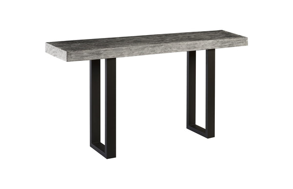 Wood Console Table, Metal U Legs, Grey Stone