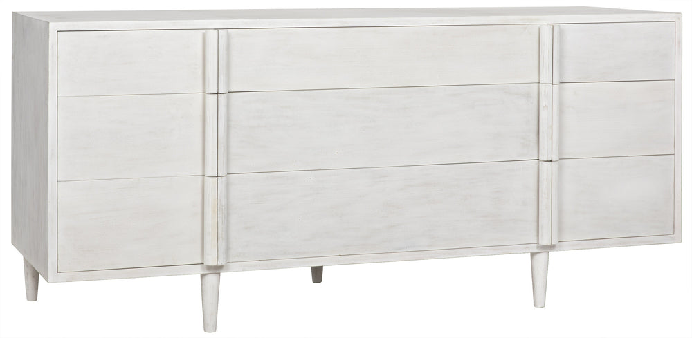 Morten 9-Drawer Mahogany and Veneer Dresser in White Wash