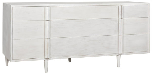 Morten 9-Drawer Mahogany and Veneer Dresser in White Wash
