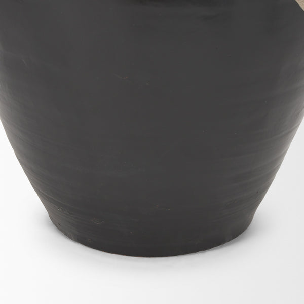 Tully Textured Matte Brown w/ Matte Black Short Ceramic Floor Vase