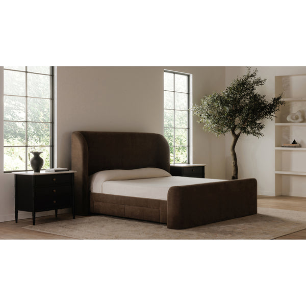 Sophia King Storage Bed in Brown with Drawers