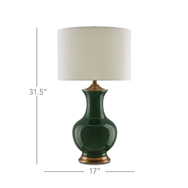 Lilou Green Table Lamp In Green & Antique Brass