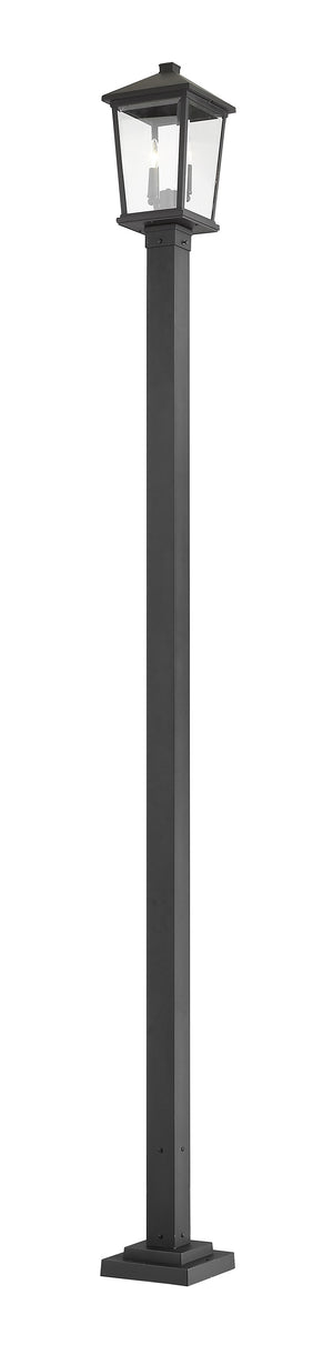 Beacon 2 Light Outdoor Post Mounted Fixture in Black Finish