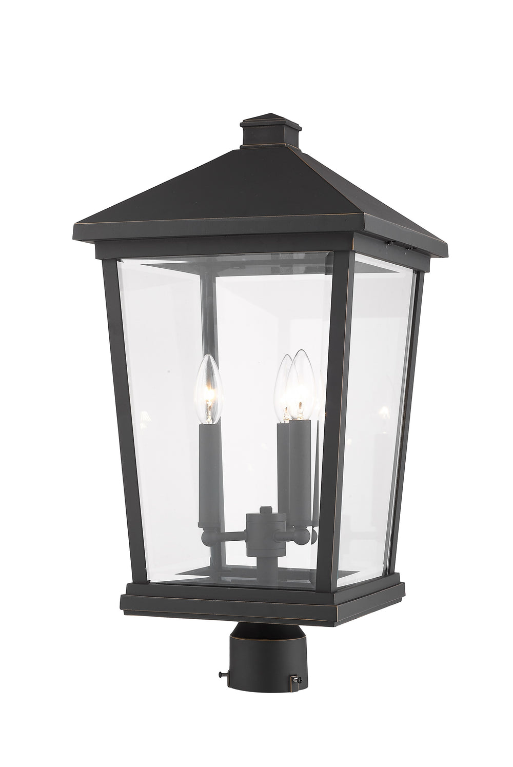Beacon 3 Light Outdoor Post Mount Fixture in Oil Rubbed Bronze Finish