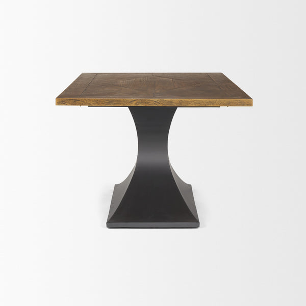 Maxton II 79x39 Rectangular Brown Solid Wood Top Dark Gunmetal Base Dining Table