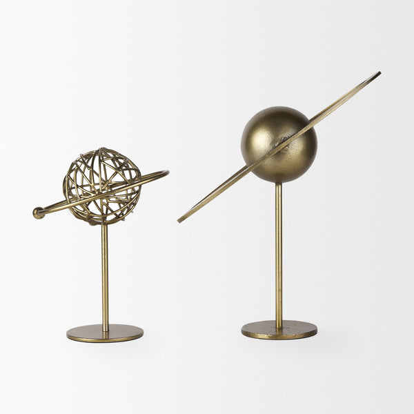 Atlas 10.0L x 8.0W x 12.0H Gold Metal Solar System Ornament