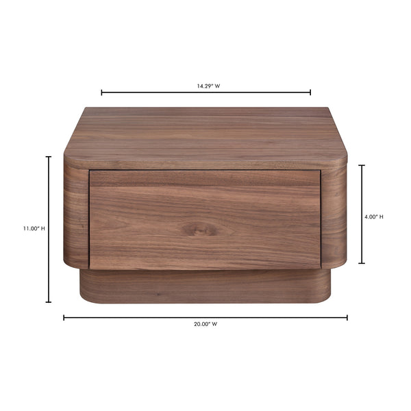 Moe's Round Off Small Nightstand in Walnut