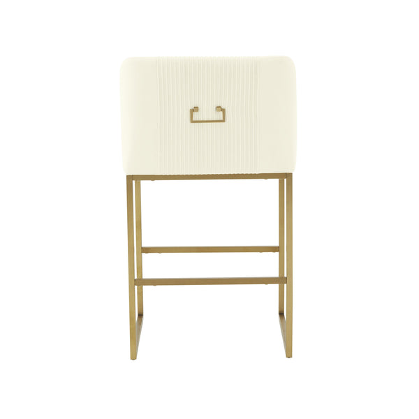Lisa Cream Pleated Velvet Counter Stool