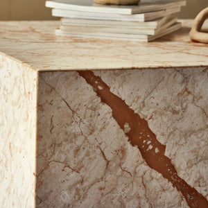 Modern Marble Plinth End Table in Desert Type