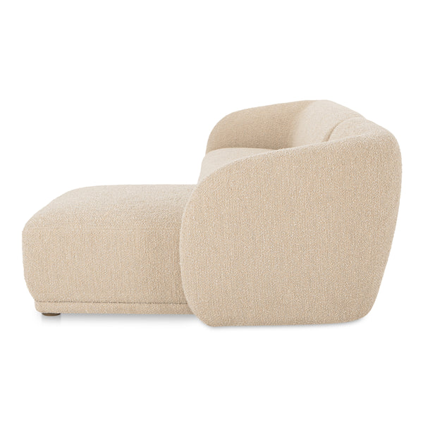 Faye Right Sectional Beige Boucle with Curved Back