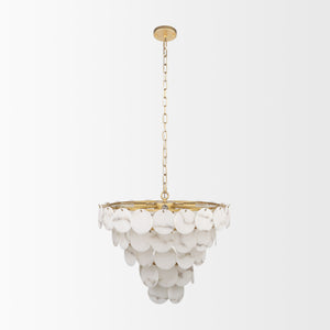 Monroe Brushed Gold Metal w/ Resin Shade 6-Light Chandelier