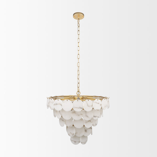 Monroe Brushed Gold Metal w/ Resin Shade 6-Light Chandelier