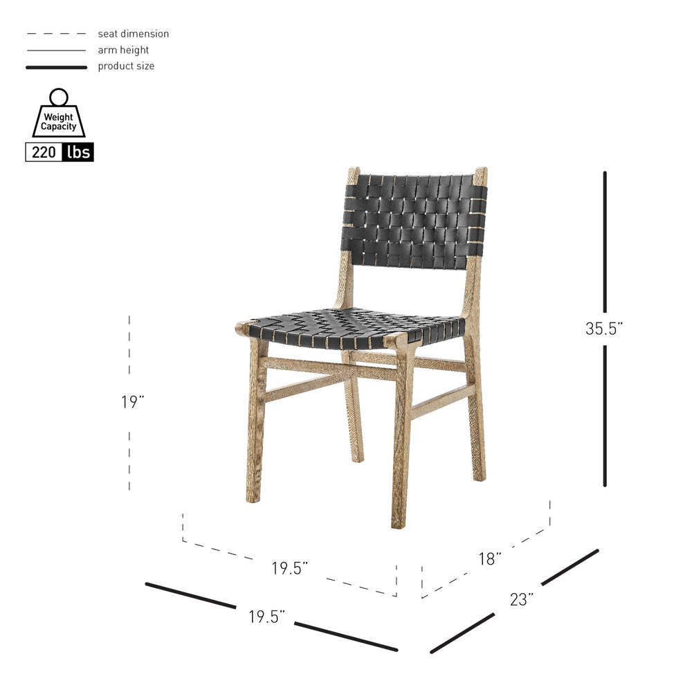 Marco Faux Leather Dining Side Chair Drift Wood Frame, Black 