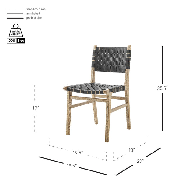 Marco Faux Leather Dining Side Chair Drift Wood Frame, Black 