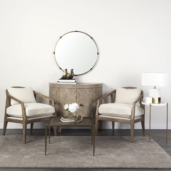 Stella 17L x 17W White Round Marble Top W/Gold Base Accent Table