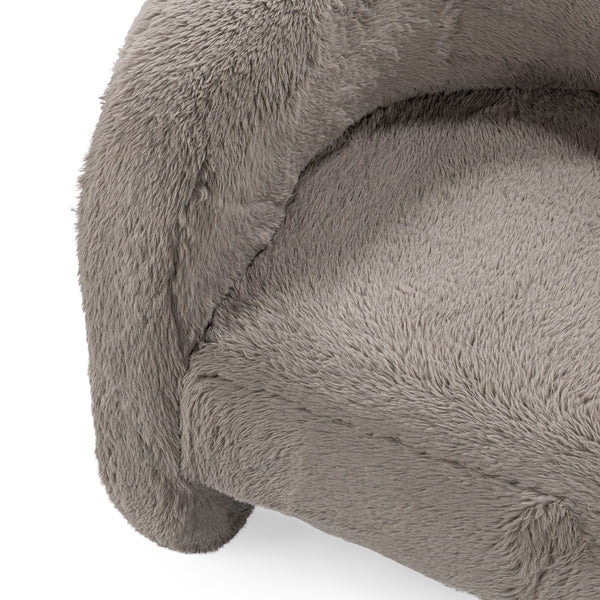 Teddy Plush Accent Chair in Soft Faux Fur - Granite