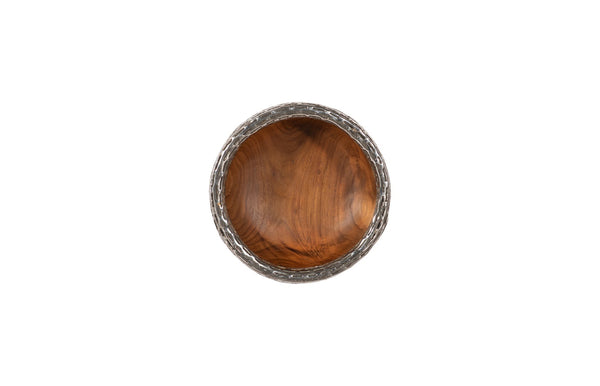 Teak Wood Bowl Wall Art, Metallurgy Edge, XS