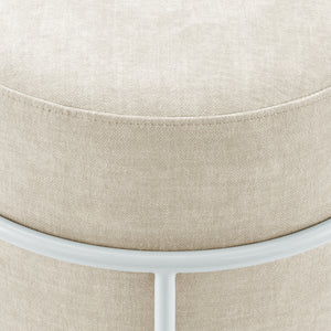Ophelia Velvet Round Ottoman w/ White Metal Frame, Padburry Cream